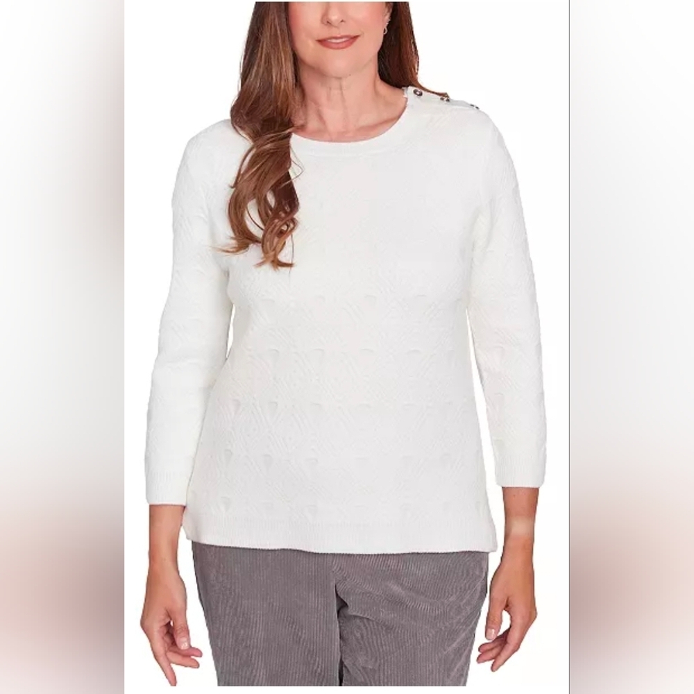NWT Alfred Dunner Womens Copenhagen Textured Sweater Size 1X
